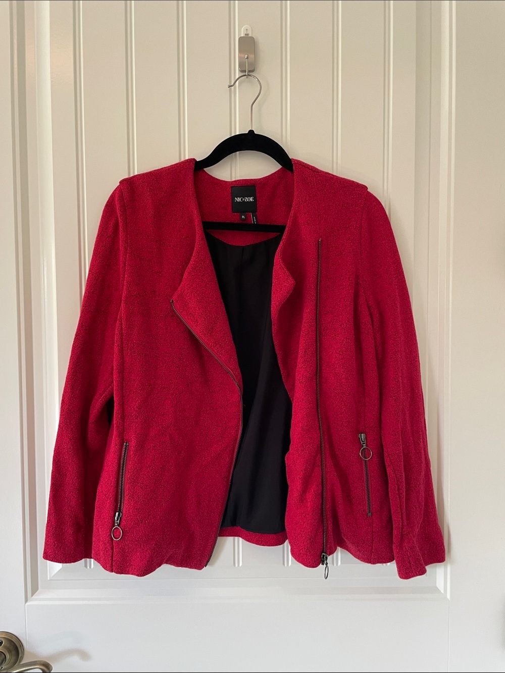 NIC + ZOE Petite Red Asymmetric Zip Jacket